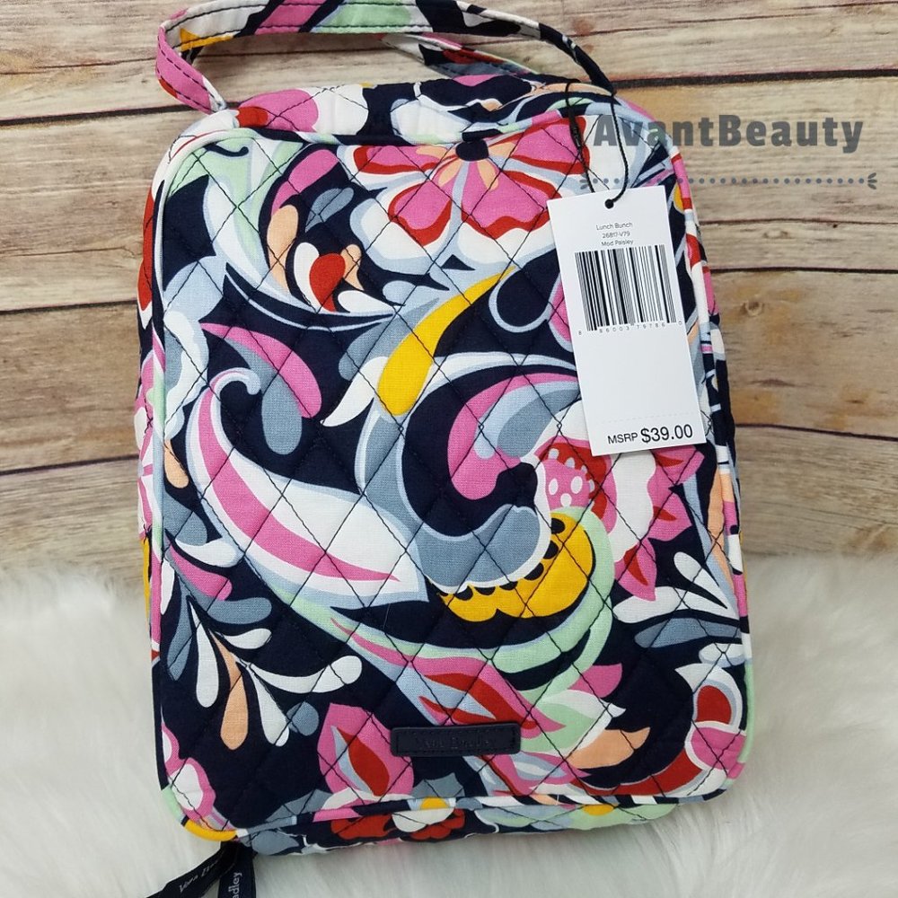 Vera Bradley Set Essential Backpack Mod Paisley Pink Cotton Bookbag Lunch Bunch - Picture 7 of 16